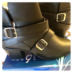 Faux Leather Black Booties!